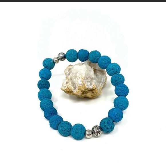 Blue Lava Bead Bracelet - Picture 2 of 2